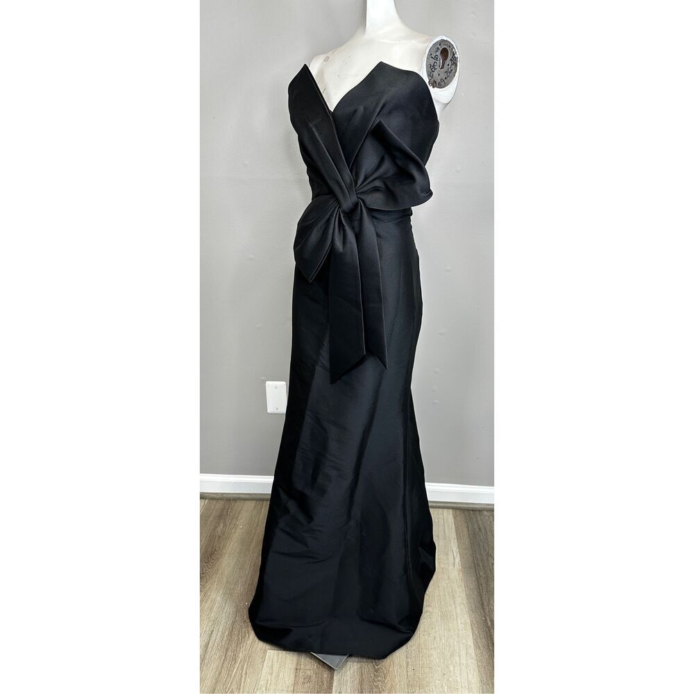 NWT Badgley Mischka Strapless Oversized Bow Evening Gown Black Size 4 $725 - Picture 4 of 9
